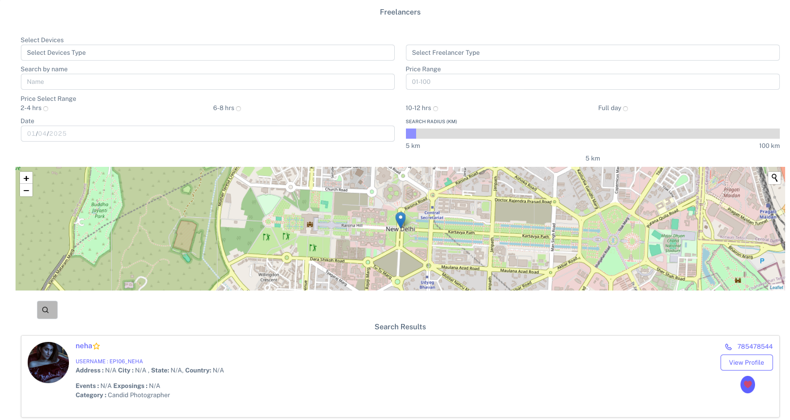 Freelancer Search & Booking
